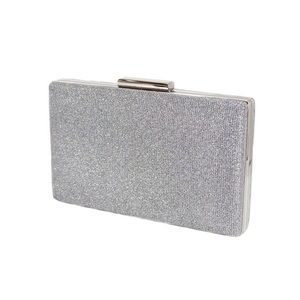 SERI Diamond Silver Hard Case Clutch Evening Bag